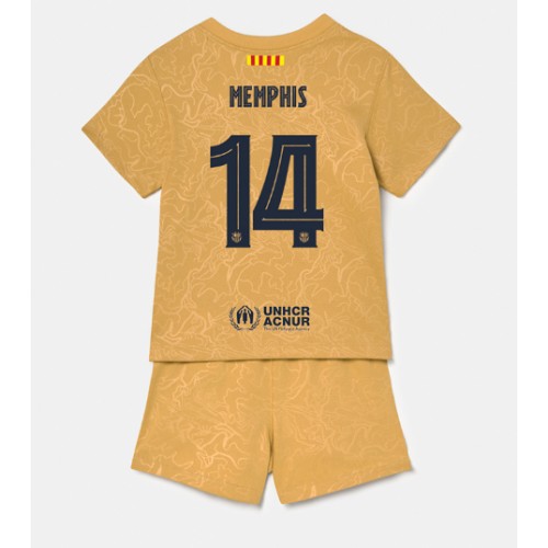 Barcelona Memphis Depay #14 Bortedraktsett Barn 2022-23 Kortermet (+ Korte bukser) Barcelona Memphis Depay #14 Bortedraktsett Barn 2022-23 Kortermet (+ Korte bukser)